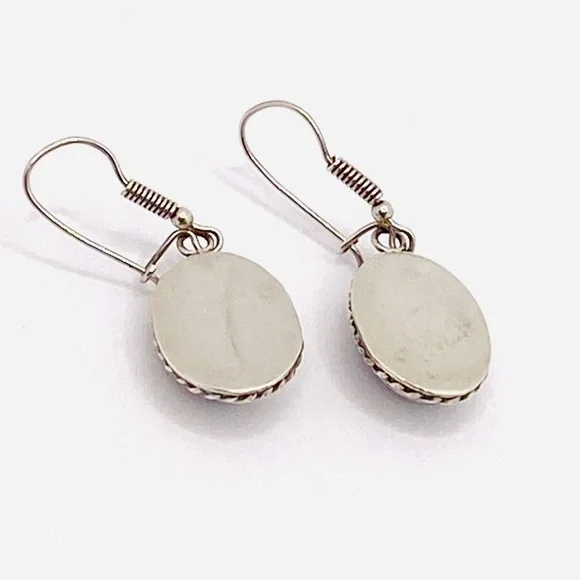 Sterling Vintage Earrings Purple Lace Agate Dangles Drops